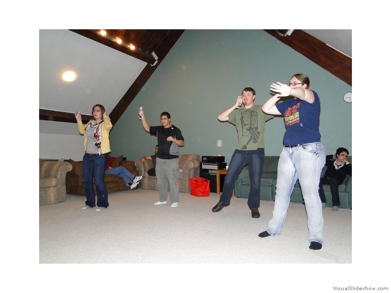 Celina, Mike, Dan and Leah Wii Dancing at Christmas