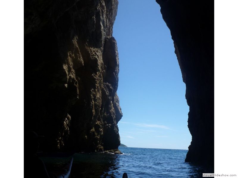 Kayaking Elaphite Islands - Looking Out From Cave, Croatia