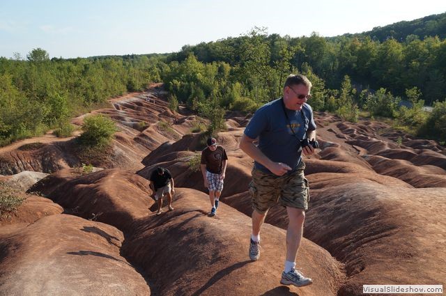 Rich, Dillan and Mike Walking Up the Cheltenham Badlands
