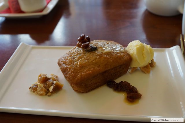 Scrumptious Carrot Cake with Caramel Candy, Sauteed Rasins and Ice Cream 