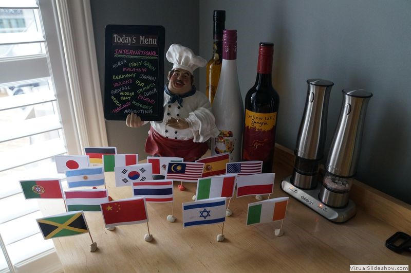 International Night - Flags, Menu and Wine