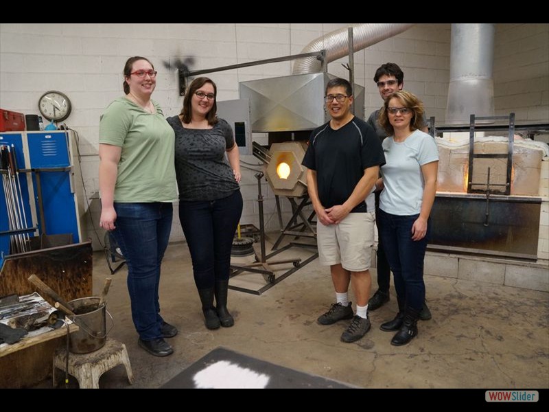 Leah, Celina, Mike, Colin and Rhonda by the Furnace Glory Hole