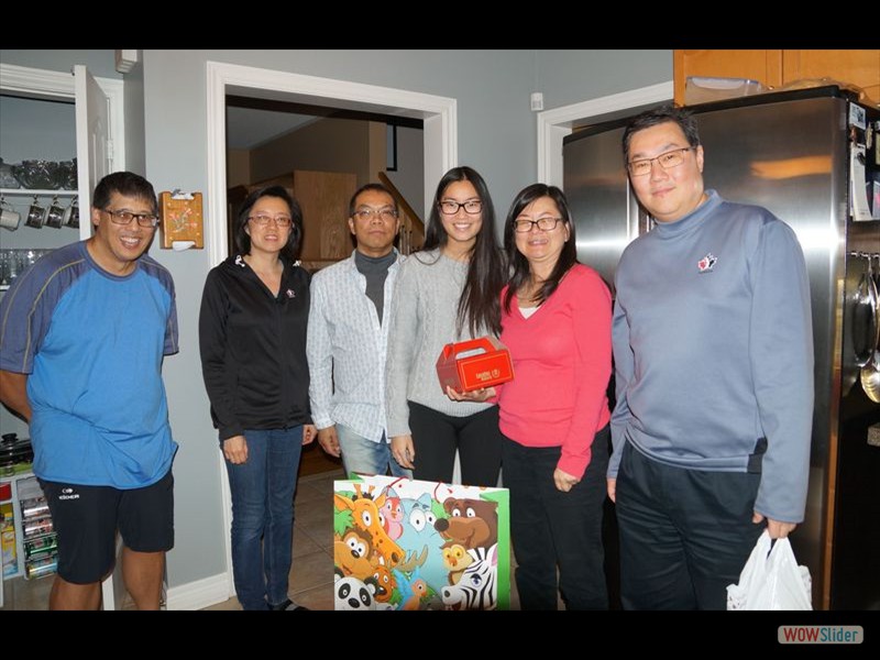 Mike, Sophia, Kurt, Serena, Megan and Albert with Serena's Present