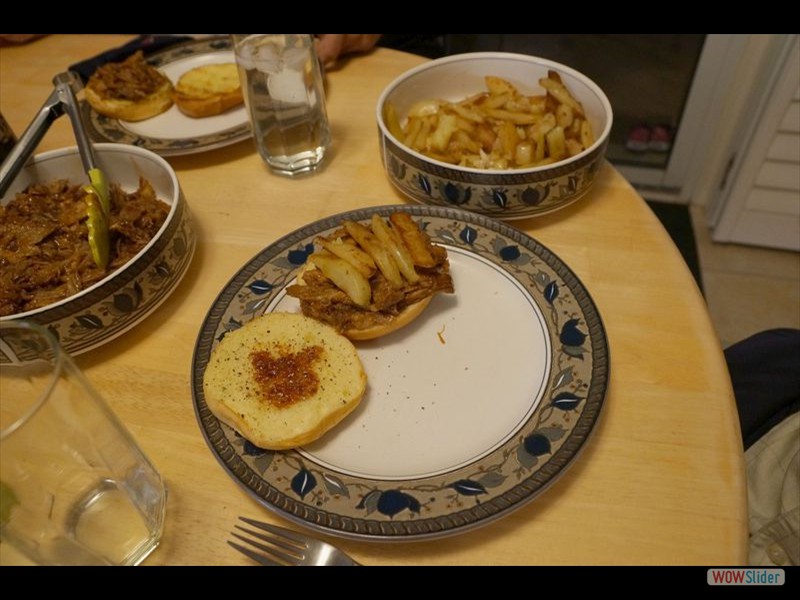 Blair's Pulled Pork with French Fries Sandwich
