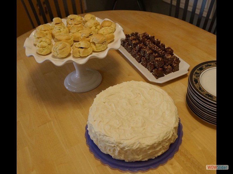 Cherry Cream Puffs, White Cake and Chocolate Peanut Butter Bites
