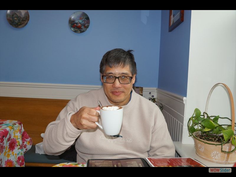 Mike with the Hot Chocolate and Cream