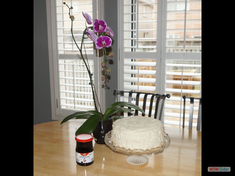Rhonda's Purple Orchids, Vanilla Birthday Cake and Italian Cherries 01