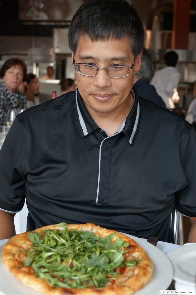 Mike with the Chicken Sausage Pizza