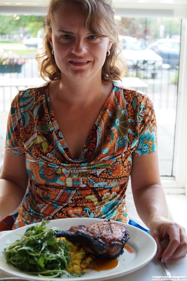 Rhonda with Her Pork Chop Dinner