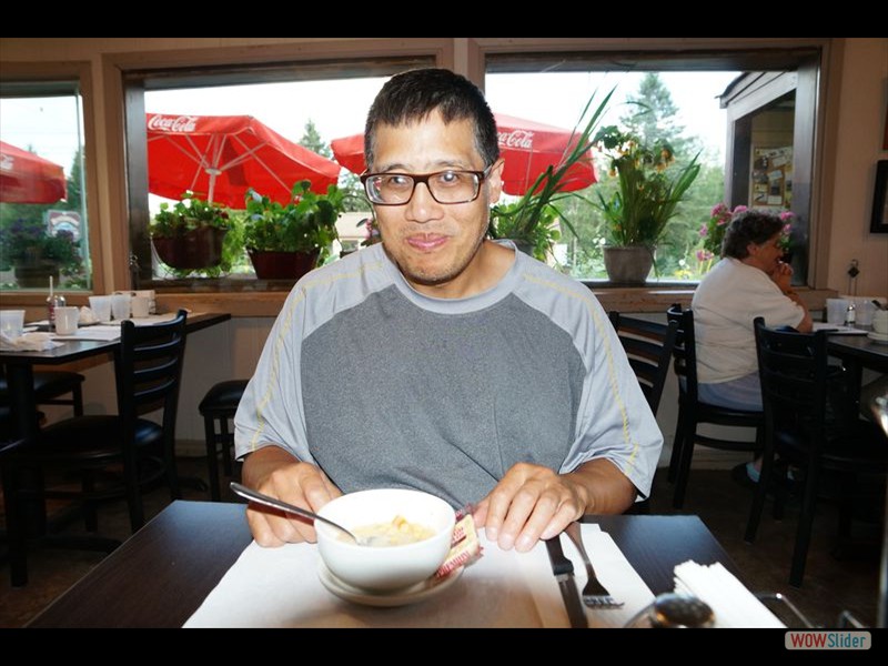 Nikkos Restaurant - Mike with Chickpea Soup