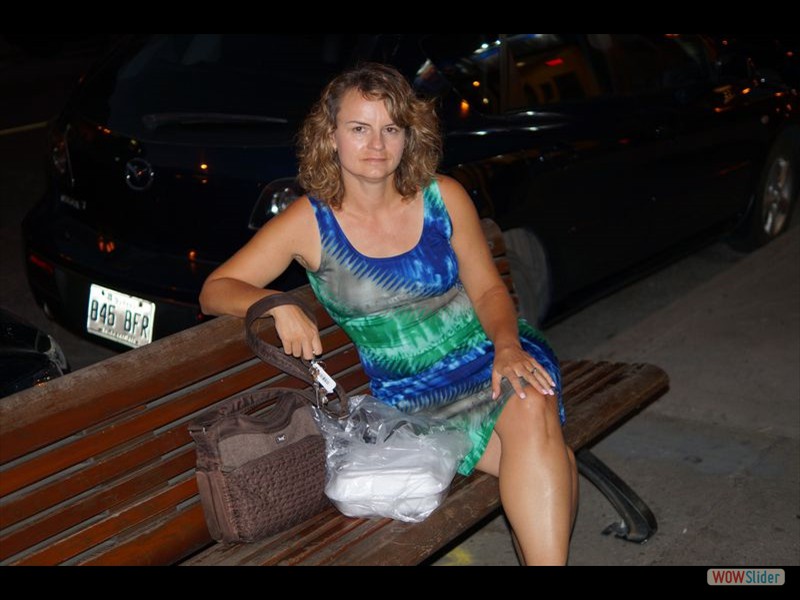 Sumac Restaurant - Rhonda Sitting Outside on a Bench