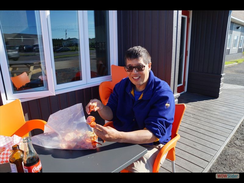 La Cantina Restaurant 3 - Mike Eating Whole Lobster out of a Bag