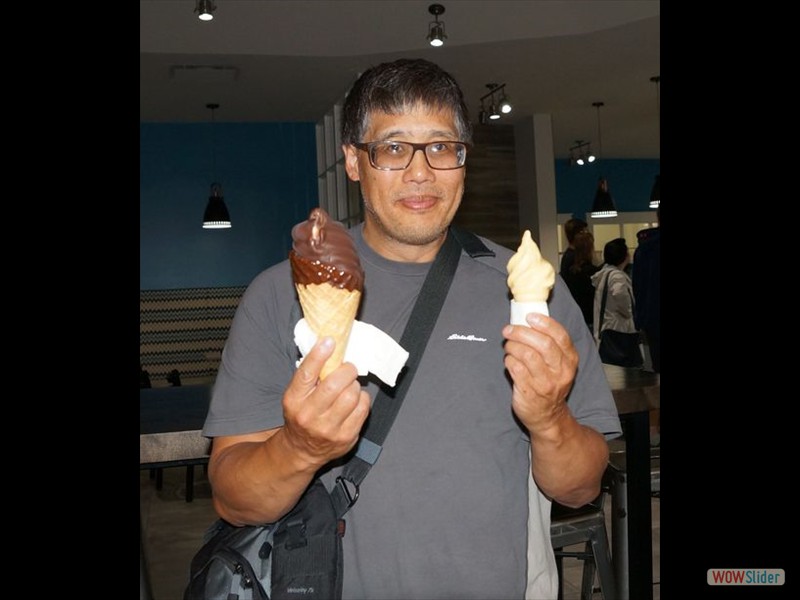 Snack Bar D'Amour 05- Mike with the White Chocolate Maple and Chocolate Dipped Soft Ice Cream